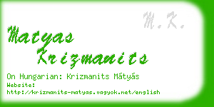 matyas krizmanits business card